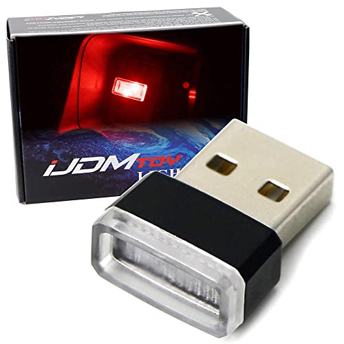 iJDMTOY USB Mini LED Car Interior Ambient Atmosphere Accent Lighting Kit - color: Red