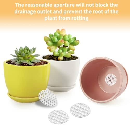 Bivethoi 100pcs Plant Pot Mesh Hole Cover Bonsai Drainage Mesh Insert, Flower Pot Hole Mesh Pad Bottom Grid Mat, Round Mesh Screen Pot Bottom Gasket for Garden Prevent Soil Loss (1.8" / 45mm, White) - color: White, size: 100pcs