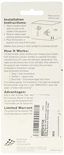 Liquid Crystal Vertical Aquarium Thermometer, Small