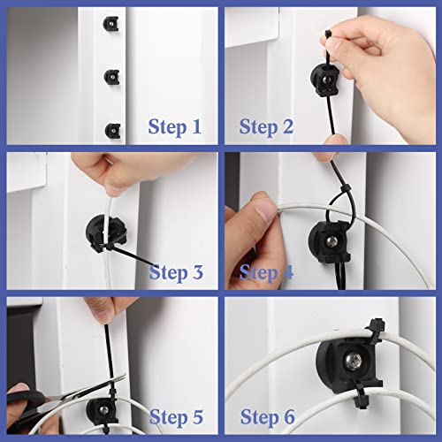 Yookeer 15 Pcs Magnetic Zip Tie Mount Cable Clips Black, 22 mm - size: 22 mm