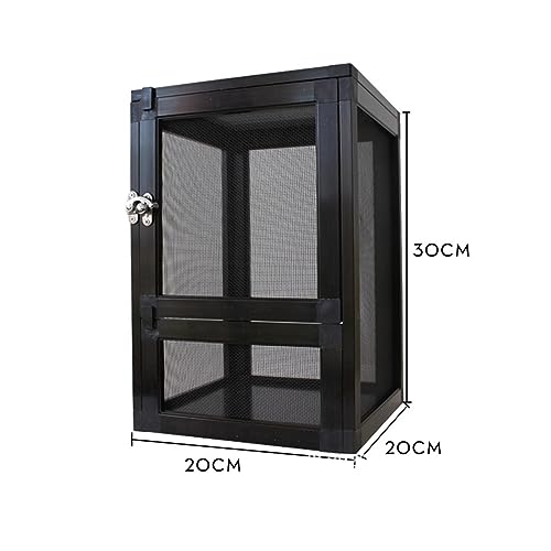Reptiles Habitat Breeding Box Reptile Tank Portable Reptile Cage Air Screen Cages for Transport Small Animal Hamsters Crickets Gerbils, Black - color: Black