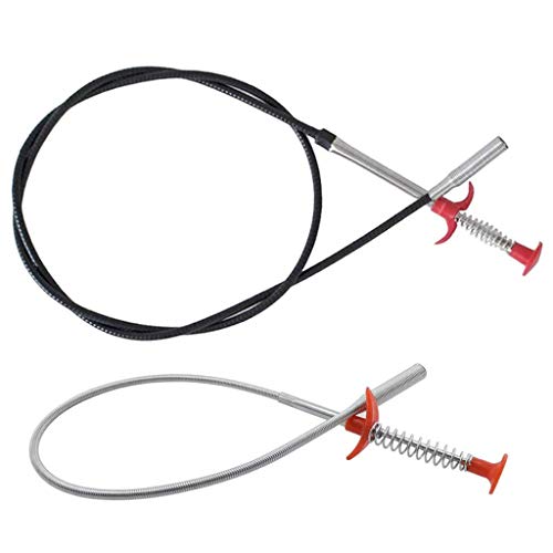 SDTC Tech 2-Pack Spring Pipeline Dredge Hook Cleaner Gripper Grabber Pickup Tool Flexible Drain Clog Remover Retractable Claw Retriever for Kitchen Bathroom Toilet Tub (24inch + 64inch) - color: 1pcs 24inch+ 1pcs 64inch
