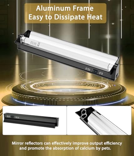 T5 HO UVB Reptile Light Fixture Combo Kit, Switchable 10.0 & 5.0 UVB Bulb, 8W Fluorescent Tube 12 Inch UVA/UVB Output Lamp for Rainforest Species and Desert Reptiles - size: 8W T5 5.0+10.0 Suite