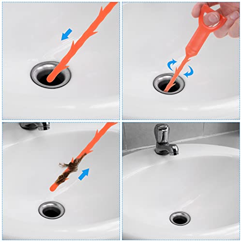 uxcell 3pcs 20 Inch Drain Hair Clog Remover Tool PP & 24 Inch Drain Cleaner Tool Sticks Stainless Steel Sewer Cleaning Hook Unclog Sink Unclogger for Toilet Bathtub Sewer, Pink - color: Pink, size: 24 Inch
