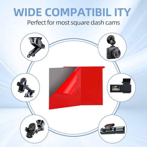 6Pcs Heavy Duty Dash Cam Mounting Tape - Ultra Heat Resistant Double-Sided Adhesive Pads for Windshield, Dashboard, GPS & Camera Holders | 60% Stronger Than Foam Tapes, Weatherproof & Customizable