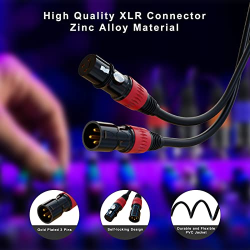 XLR Cable 3ft 2Pack Silver-Plated 3 Pins & 25ft 6Pack Color-Coded Connectors Gold-Plated 3 Pins Microphone Cables