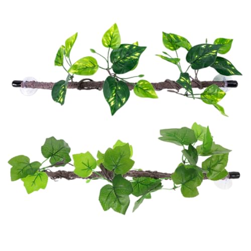 minkissy 2pcs Artificial Reptile Vines with Realistic Texture Flexible Plastic Jungle Climbing Branches for Snake and Lizard Terrarium Tank Accessories