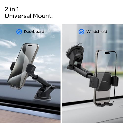 Spigen Telescopic Arm & Adjustable Grip Car Mount for Dashboard/Windshield - color: Black