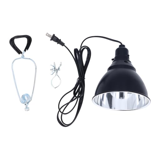 HEEPDD Reptile Heat Lamp Fixture, 250W Aluminum Reflector Dome with E27 Socket for UVA UVB Light, Ceramic Heat Emitter
