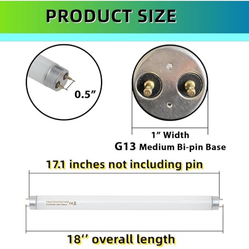 amgolibi 18 Inch 15 Watt U V/A Black Light Bulb F15T8/BL Replacement T8 BL Fluorescent Lamps for 30W Machine 350BL 365-nm Blue Light 4 Count - style: 4 Pack