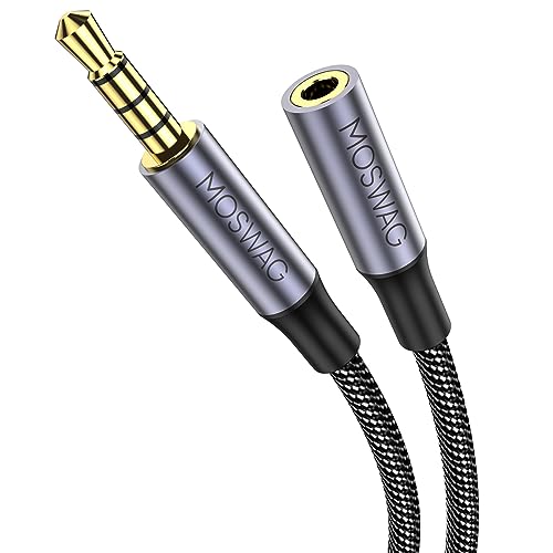 MOSWAG 32.8FT 3.5mm Male to Female Extension Cable with Microphone Stereo - color: Black, size: 32.8 ft