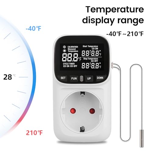diymore All-Purpose Digital Temperature Controller Thermostat Fahrenheit Thermostat with Sensor (110-220V) ITC-1000F for Refrigerator Fermenter, Heate Blanket Temperature Controller