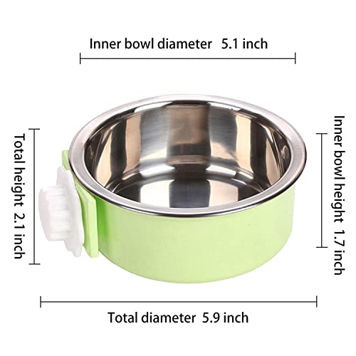 Dog Crate Bowl, Hanging Stainless Steel Removable Pet Crate Water & Food Bowls, Pet Cage Feeder Container Coop Cup for Cat Puppy Birds Rats Guinea Pigs Rabbit Hamster (2PCS) - color: (Round) Dark Blue/Yellow
