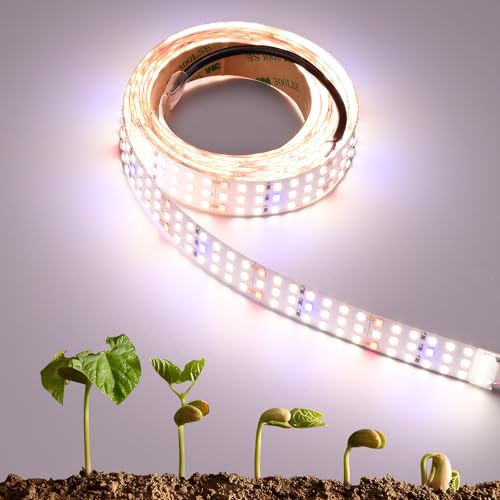 6.6FT LED Plant Grow Light, 840LEDs Full Spectrum Grow Lamp with High PPFD, 24V 55W Cuttable Plants Growing Light Strip Flexible Self Adhesive for Seedlings Veg Flower - size: 6.6FT