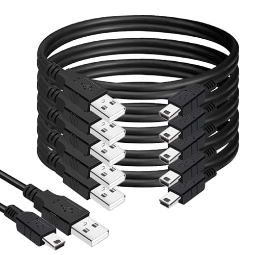 (5-Pack) Mini USB Cable - Durable USB Mini to USB Charging Cord & Data Transfer Compatible with GoPro HERO4 Hero 3+, Garmin GPS, TI84, TI-84 Plus Calculator, Dash Cam, DSLR Camera, USB Mic. (3-Feet) - size: 3-Feet, style: 5-Pack