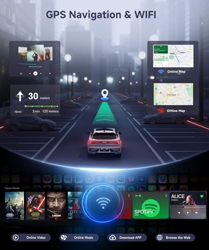 4G+128G Android Car Radio for GMC Sierra 2007-2013 with Wireless CarPlay Android Auto, 7 Inch Touchscreen Car Stereo Mirror Link GPS Navigation WiFi Bluetooth FM RDS EQ SWC Backup Camera