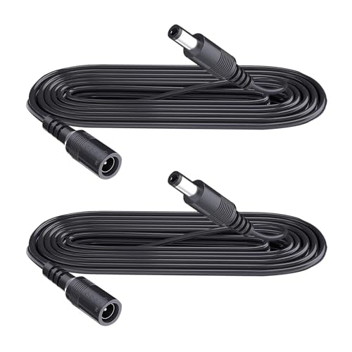 3.3FT 1M DC Power Extension Cable 5.5mm x 2.1mm,for CCTV Camera IP WiFi Camera,DVR,LED Strip,DC Power Supply Adapter Extender Wire,Black (Pack of 2) - size: 3.3FT