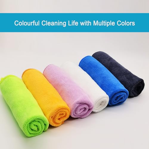 Premium Microfiber Cleaning Cloths, Ultra Absorbent Lint-Free Towels for Kitchen, Glass, Car Care, Stainless Steel & Household Cleaning, 400 GSM, 12" x 12" - color: Blue