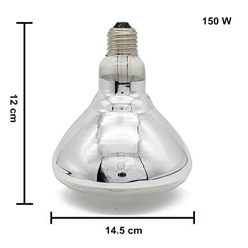 Infrared Heating Lamp Clear Hard Explosion-Proof Glass UV Coating for Animal, Bathroom Warming Light Bulb (150w,120v)