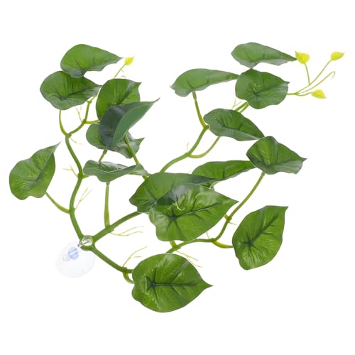 PRETYZOOM Reptile Tank Hanging Fake Plants for Terrarium with Suction Cup, Turtle Habitat Decorations, Lizard Tank Artificial Vine Leaves for Amphibians and Reptiles