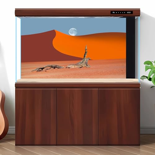 Desert Reptile Tank Background Majestic Desert View Terrarium Background Dead Trees Desert Sand Dune Full Moon Reptile Habitat Background Gobi Desert Aquarium Background Fish Tank Background 24x12in - size: 24(W)x12(H)inches/ 60(W)*30cm(H)