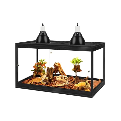 PROLEE Reptile Tank, 31 Gallon Beard Dragon Tank, Tempered Glass Reptile Encloure and Snake Tank with Locking Design for Lizard,Gecko,Chameleon (24"X15.5"X15.5",Black) - color: Black, size: 31 Gallon (24x15.5x15.5 Inch)