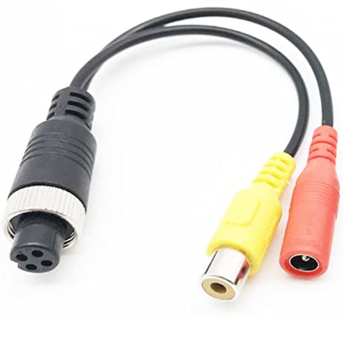 20cm/7.88" 4-Pin Female Aviation Plug to RCA Female and DC Female Connector Cable, RCA+AV to M12 4-Pin Extension Cable for Car Camera Surveillance Camera Video and Audio - (1 Pcs) - size: 4 Pin Female