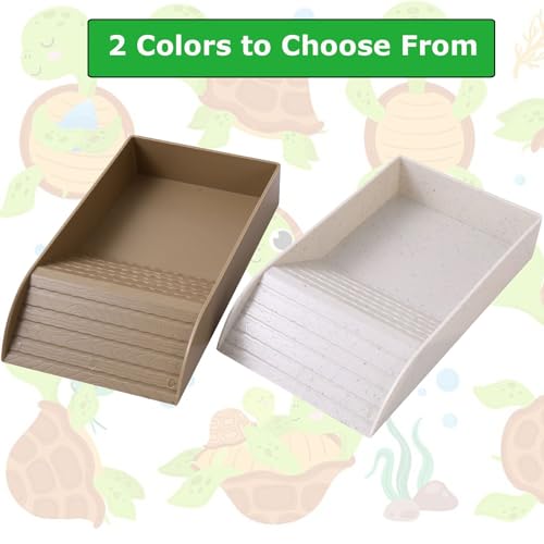 3pcs Tortoise Water Dish with Ramp Turtle Food Water Bowls Rock Reptile Water Dish Tortoises Habitat Accessories Turtle Reptile Bathing Pool (Grey)