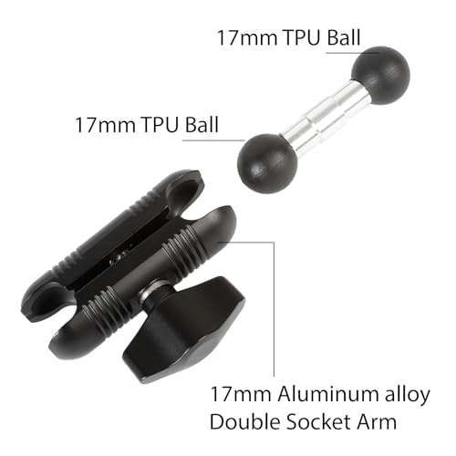 Aluminum 17mm Ball Mount Extension Adapter, 360° Rotation Extension Rod for Car Air Vent Dashboard Suction Cup Phone Holder, Compatible with Garmin GPS Mount
