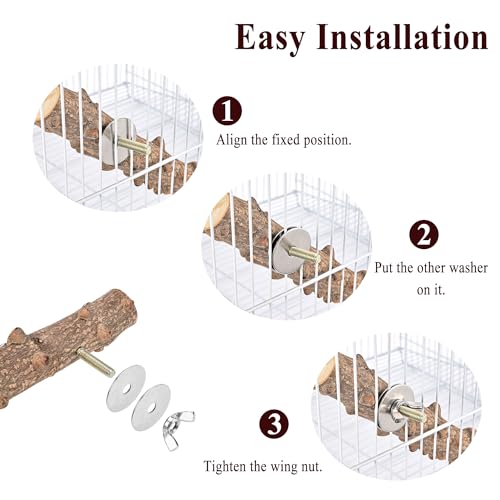 Mogoko Bird Ladder Perch for Cage, Natural Wood Bird Parrot Perch Stand Parrot Perch Bridge Climbing Chewing Toys for Small Medium Animal