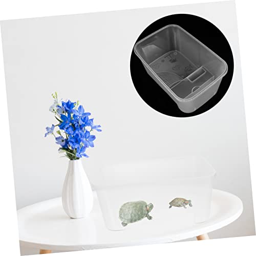 Turtle Tank Reptile Box with Basking Platform Durable Plastic Turtle Case for Breeding and Feeding for Tortoises and Frogs Container
