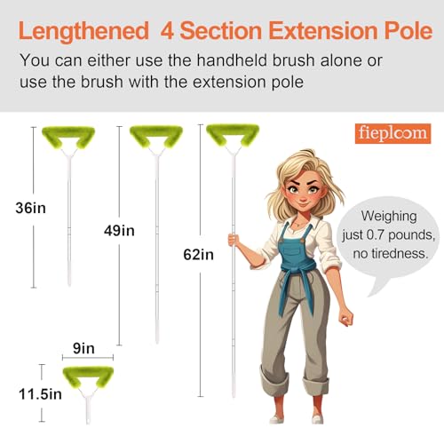 Window Screen Cleaning Brush with 62in Extension Pole