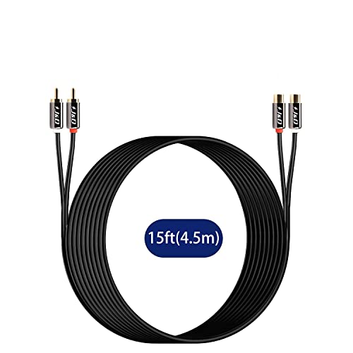 J&D 2 RCA Extension Cable, RCA Male to Female Stereo Cable, 15 ft - size: 15 Feet