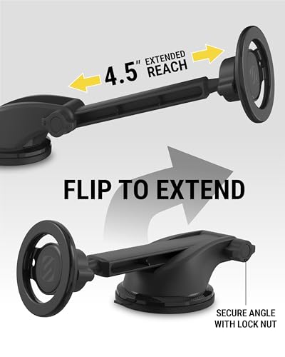 Scosche MagicMount SMSWDEX MagSafe Car Mount, Magnetic Phone Holder for Car Windshield/Dashboard, Suction Cup Phone Mount Compatible with iPhone 16 15 14 13 12 Pro Max Plus Mini Mag Safe Accessories - size: 1 Pack, style: Window / Dash Extendo Suction