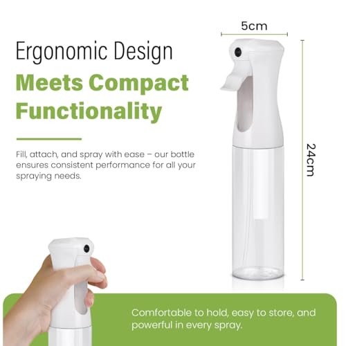 VIGOR PATH Continuous Spray Bottle for Hair – Fine Mist Mister for Hairstyling, Cleaning, Plants, Pets, Barbers, Salons, and Essential Oil Applications (300ml/10 oz) Clear 2 Pack - size: 10 oz - Clear - 2 Pack