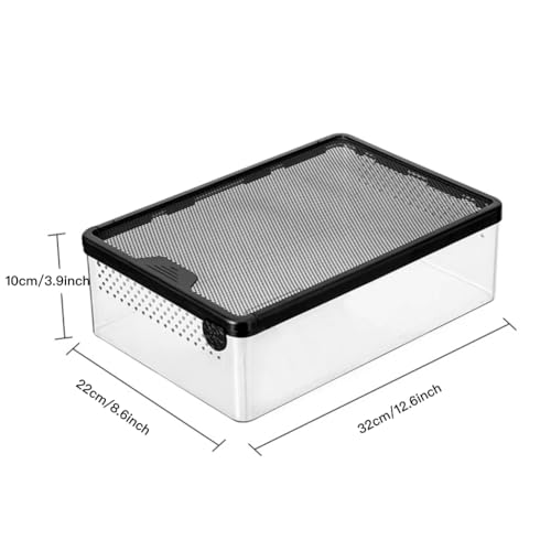 AWXZOM Reptile Feeding Box Clear Terrarium for Geckos, Frog, Lizards, Chameleons, Serpents, Scorpion, Snail, Insect, Hermit Crab, Isopods - 12.6x8.6x3.9inch