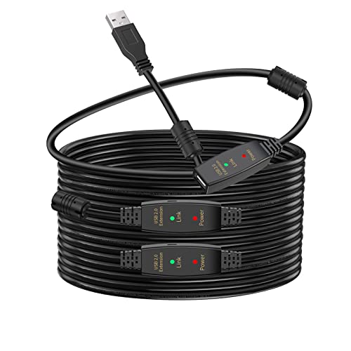 100FT Active USB Extension Cable 2.0 Male to Female with A Extension chipset Signal Booster - Active Extension/Repeate - color: USB 2.0 Extension Cable Black, size: 100FT