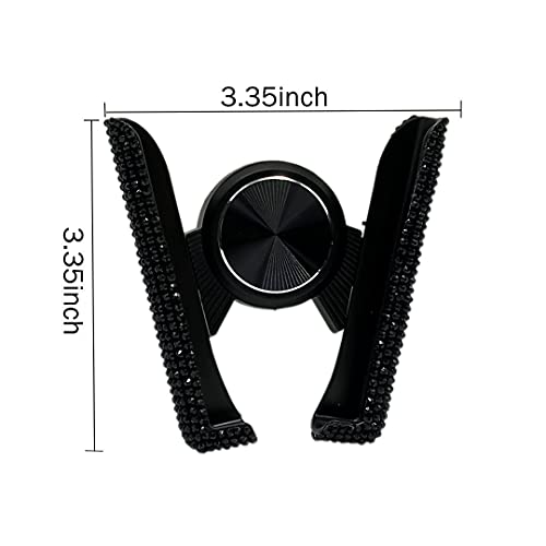 SUNCARACCL Bling Car Phone Holder, 360 Degrees Adjustable Crystal Auto Car Mount Phone Holder for Dashboard,Windshield and Air Vent (Black) - color: Black