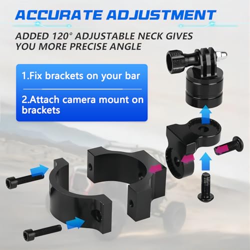 Chelhead Camera Mount Holder UTV ATV Fit for GoPro Hero, SJ, DJL, Insta360 - style: For Camera