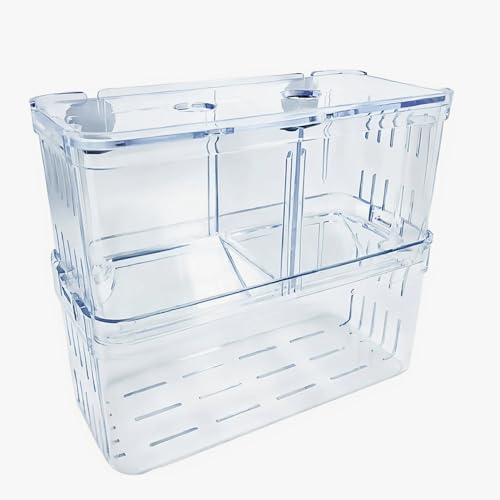 Mipukbay Medium Aquarium Isolation Breeding Box, Acrylic Transparent Aquarium Breeder Box for Fish Fry Hatching, Shrimp Breeding, Betta, Guppy, Killifish, Clownfish, Suitable for 5-40 Gallon Tanks - size: Medium