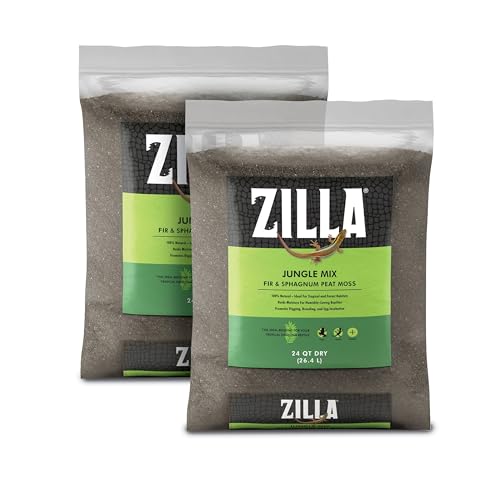 Zilla Pet Reptile Terrarium Substrate Bedding, Jungle Mix, for Frogs, Rainforest Geckos, Toads and Snakes, 24 Quart, 2 Pack - size: 24 Quart