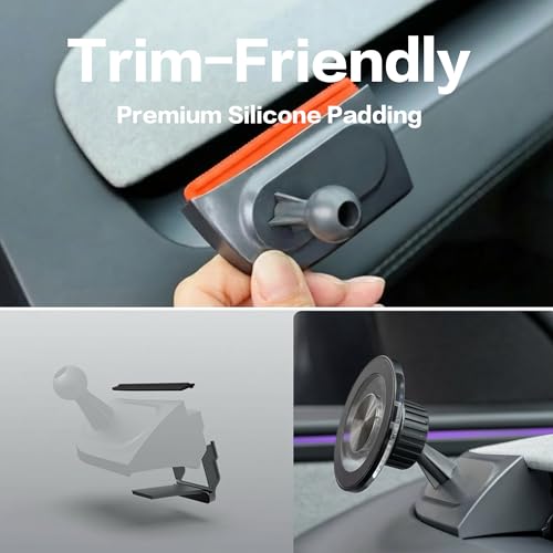Magnetic Phone Mount, Only compatible with Tesla Model 3 Highland (2024-2026) & Model Y Juniper (2025-2026), Driver-Side Corner Vent, Tool-Free Install, Fixed Base, 360° Adjustable Head, Black