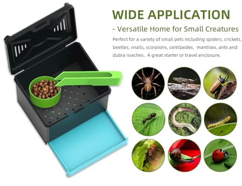 Cricket Keeper - Multi Purpose Insect Habitat for Crickets, Dubia Cockroaches, breadworms, and Silkworms, with Ventilation and Breathability (No Assembly Needed) (Black) - color: black