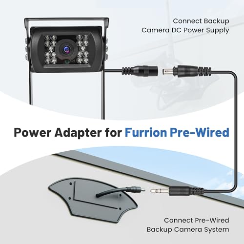EWAY Backup Camera Adapter Bracket for Furrion Pre-Wired RVs System, U-Shaped Aftermarket Rear View Cam Mounting Plate Mount w/Plug and Play Power Pigtail Connector