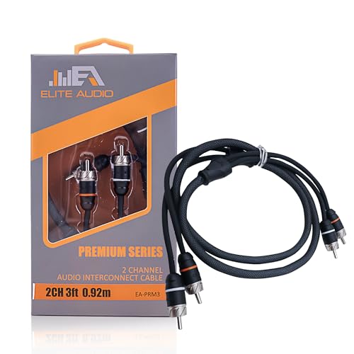 Elite Audio Premium Series 6ft. 2-Channel Car Audio RCA Cable – Double Shielded, Oxygen Free Copper, Noise Reducing Audio Cable for Amplifiers, Subwoofers, Speakers, and Processors – PRM6 - size: 6' (ft), style: 2-Channel