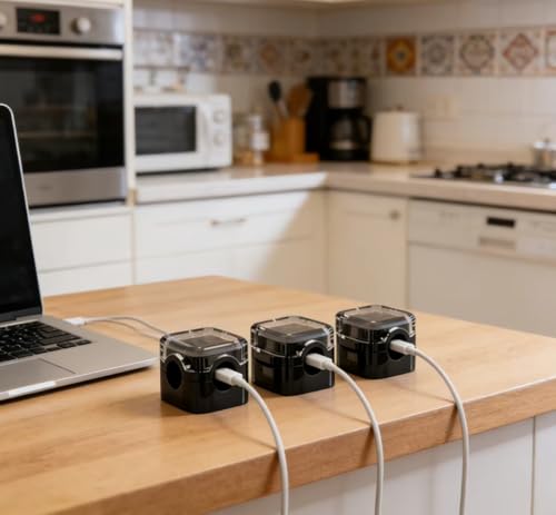 Cable Clips for Desk 6 Pack, Self Adhesive Cable Organizer, Cord Holder for Charging Cables, USB Cables, Earphones & Computer Wires, Wire Management Clips for Home, Office & Car, Black