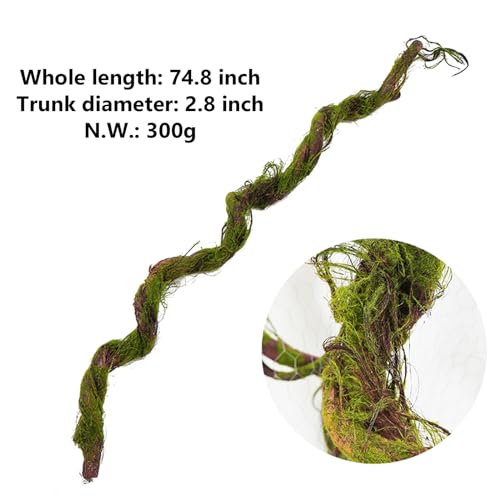 74.8" Thick Fake Tree Trunk Branches Wall Moss Twig Hanging Vine | Large Cherry Blossom Artificial Room Ceiling Plants Wood Twigs Rattan for Garden Wedding Halloween Outdoor Jungle Decoration - size: 6ft 3in