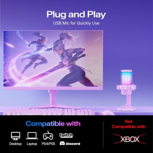 MAONO DGM20 USB Gaming Microphone for PC with Clear Voice & RGB Lighting - color: Pink