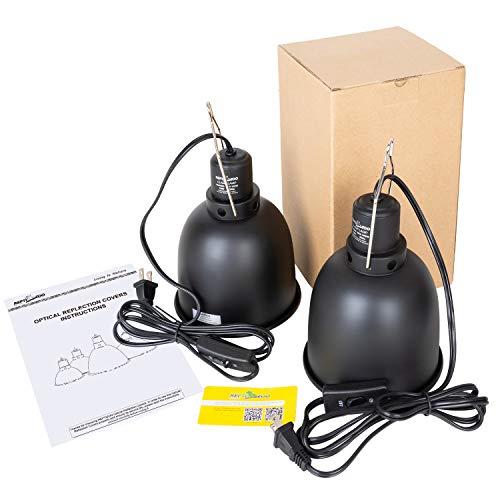 REPTI ZOO Reptile Light Fixture 2 Packs 5.5 Inch Deep Dome Lamp Cap, Optical Reflection Cover for Reptile Glass Terrariums