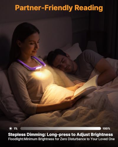 Neck Light with Storage Case, 3 Colors Dimmable Reading Light - color: Dark Purple Light with Storage Case